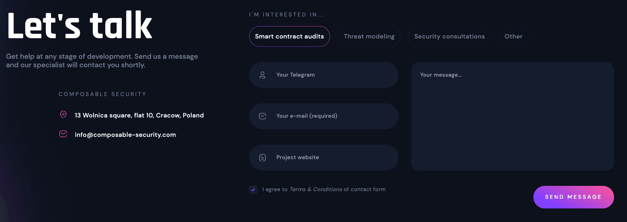 Smart contract audit contact form Smart contract audit contact form