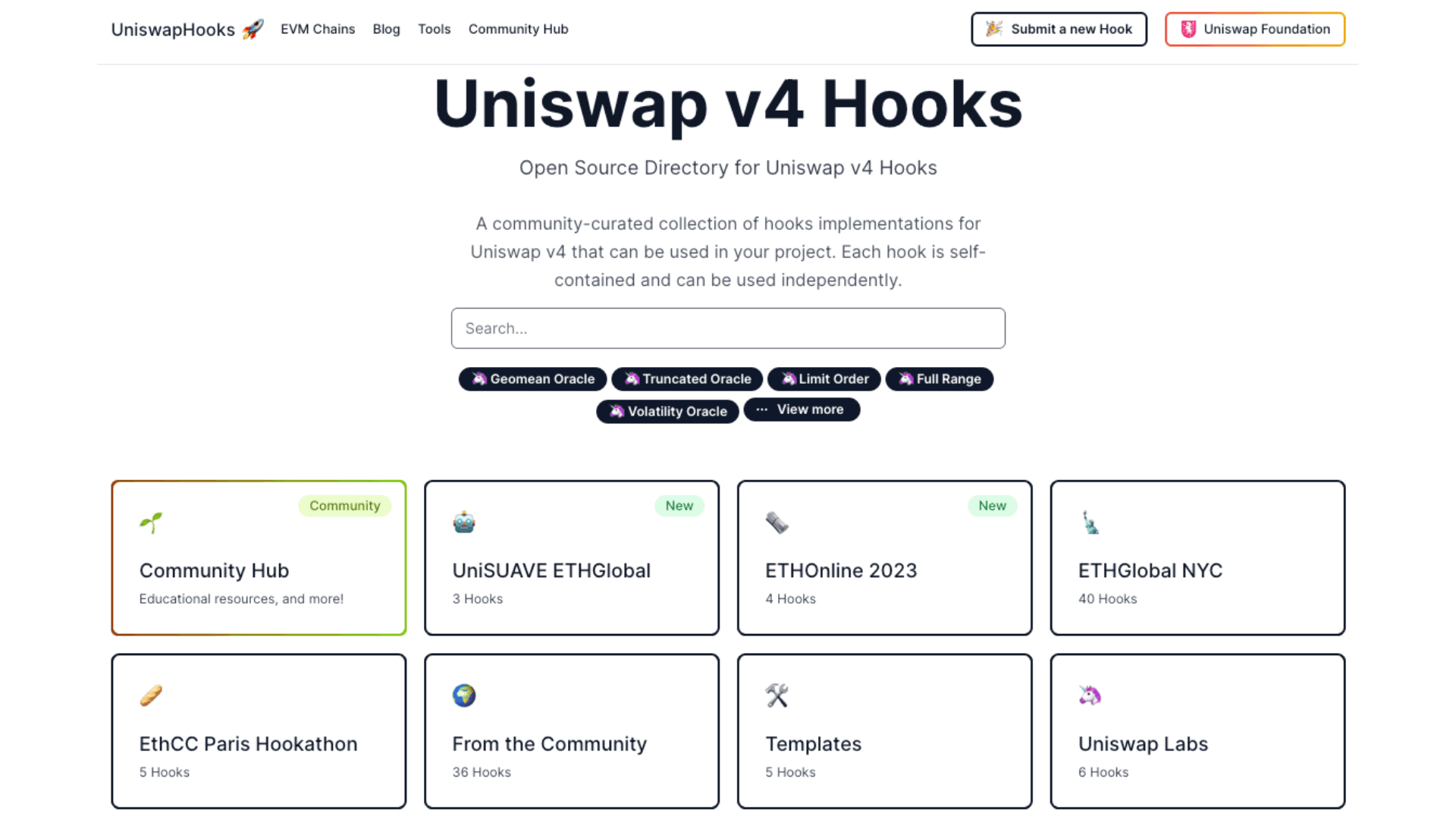 Open Source Directory for Uniswap V4 Hooks Open Source Directory for Uniswap V4 Hooks