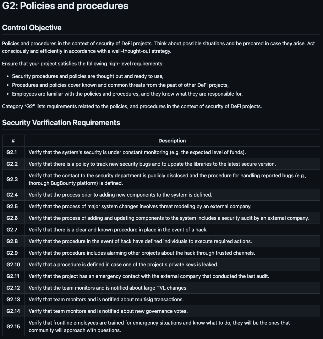 G2: Policies and procedures